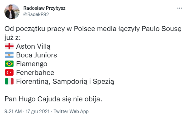 WSZYSTKIE kluby, które wykazywały ostatnio ZAINTERESOWANIE Paulo Sousą!